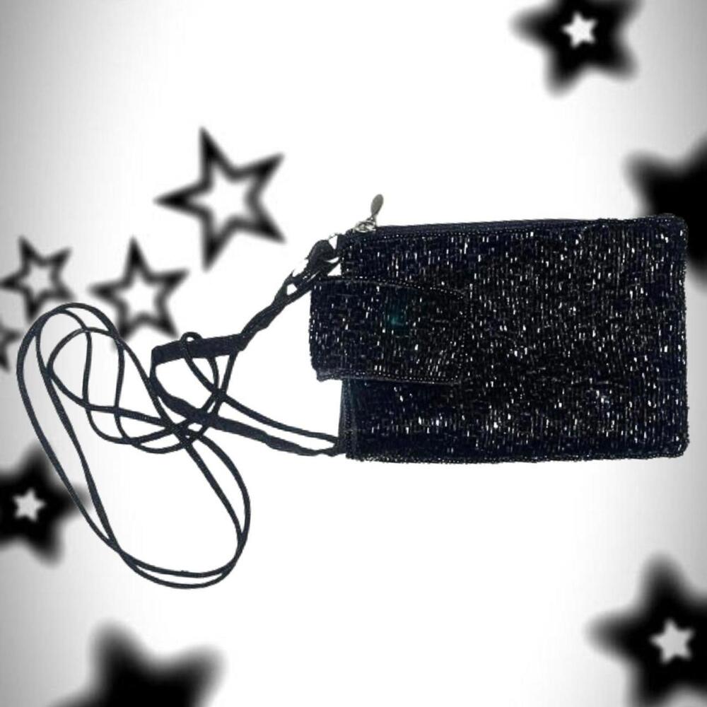 Brand New black beaded change purse
